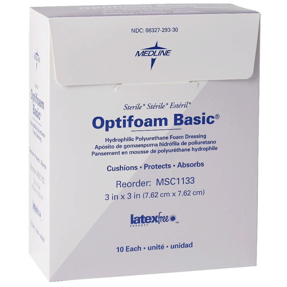 Optifoam Basic Hydrophilic Polyurethane Foam Dressing, 3" x 3", 100/Case Optifoam Basic Hydrophilic Polyurethane Foam Dressing, 3" x 3", 100/Case