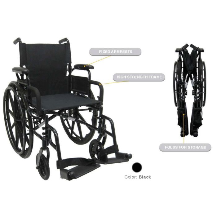 Lightweight Transport Wheelchair With Handbrakes, Folding