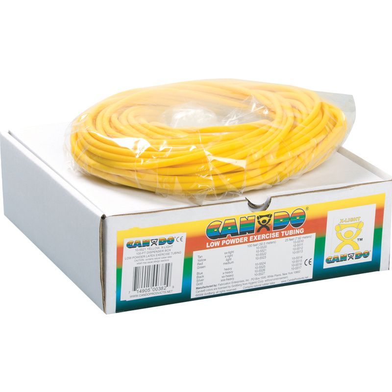 CanDo Low Powder Exercise Tubing - 25' roll - Yellow - x-light