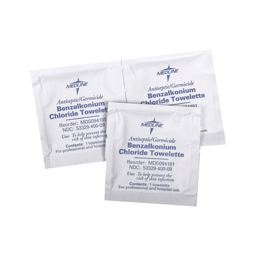 Medline Benzalkonium Chloride Antiseptic Towelettes | MDS094181