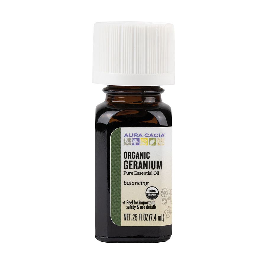 AURA CACIA ORGANIC GERANIUM ESSENTIAL OIL 0.25 FL. OZ. AURA CACIA ORGANIC GERANIUM ESSENTIAL OIL 0.25 FL. OZ.