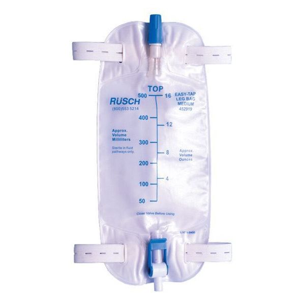 Rusch EasyTap Leg Bag With Flip Drain Valve And Strap