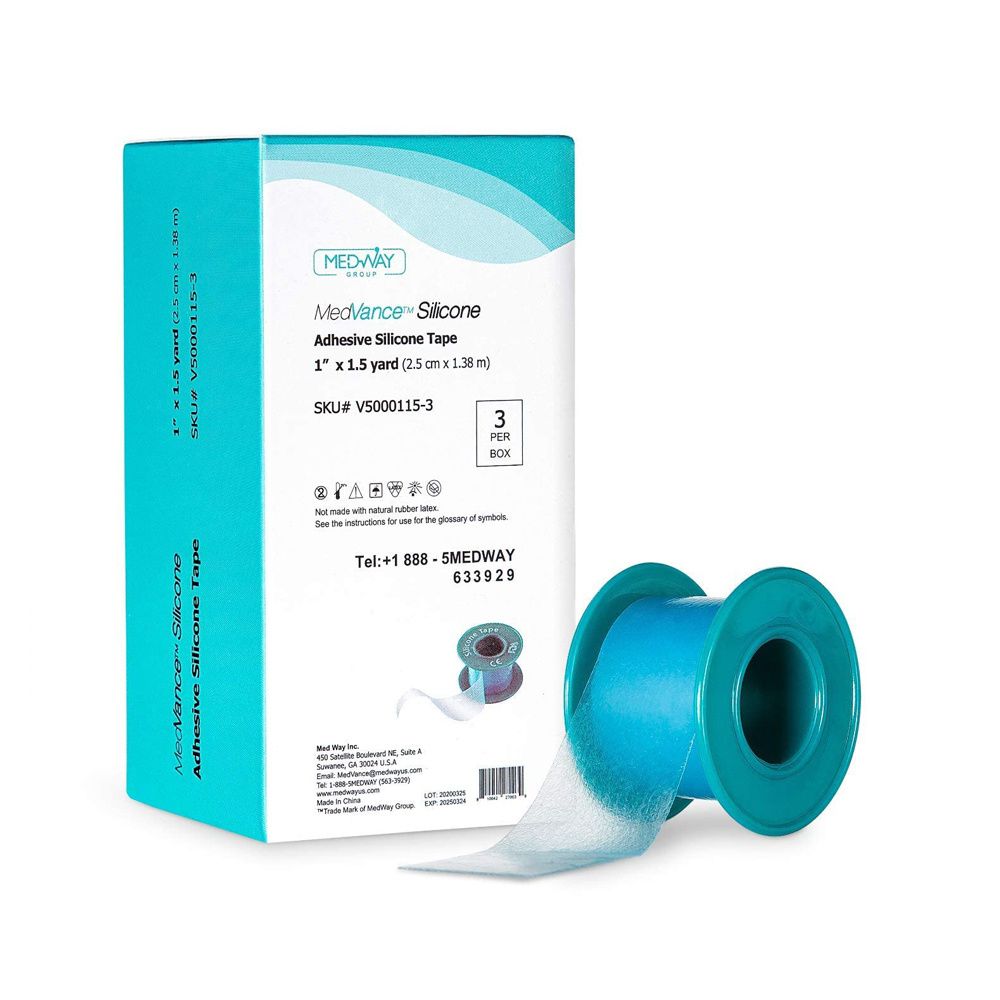 MedVance Waterproof Silicone Tape 2 Wide, Cuttable, Skin Safe  3 Pack 1 5 Yards