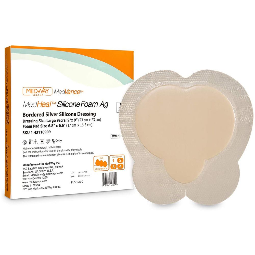 Buy MedHeal Bordered Sacral Silver Silicone Wound Dressing