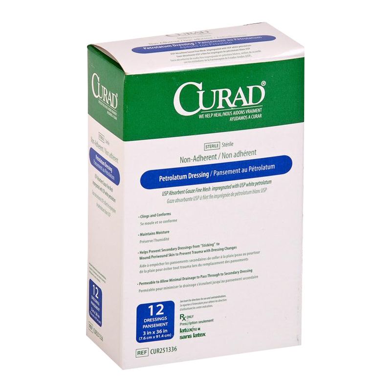 Curad Sterile Petrolatum Gauze Dressing, 1/2" x 72" CUR251272Z