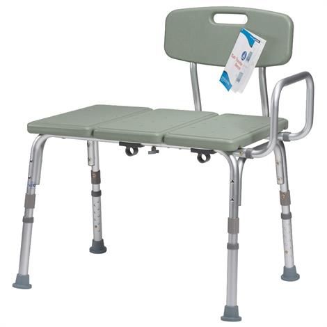 Equate Durable Transfer Bench With Back Rest For Shower - Black, Bath Safety Aid