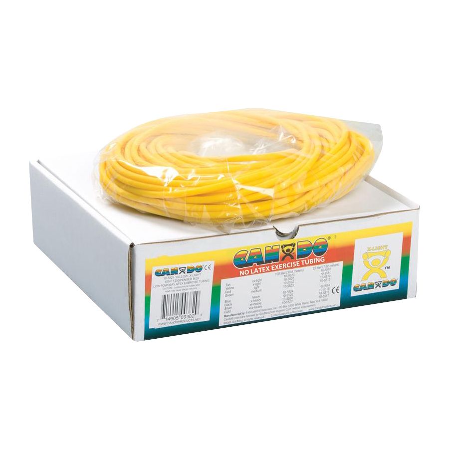 CanDo Latex Free Exercise Tubing - 100' dispenser roll - Yellow - x-light CanDo Latex Free Exercise Tubing - 100' dispenser roll - Yellow - x-light