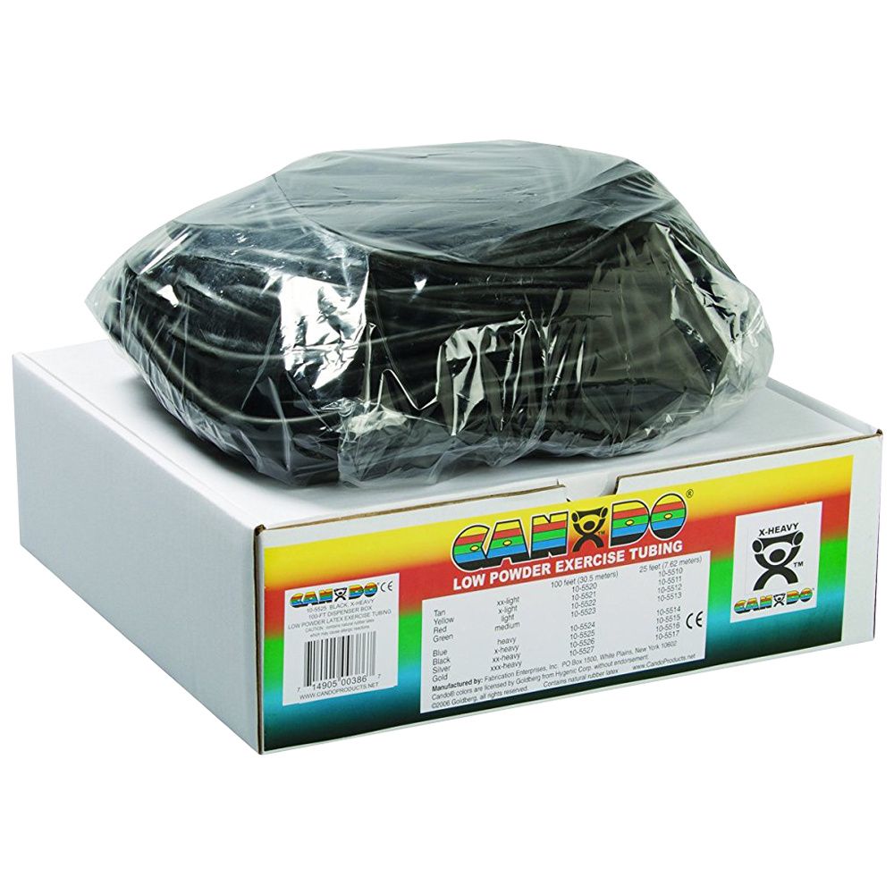 CanDo Low Powder Exercise Tubing - 100' dispenser roll - Gold - xxx-heavy
