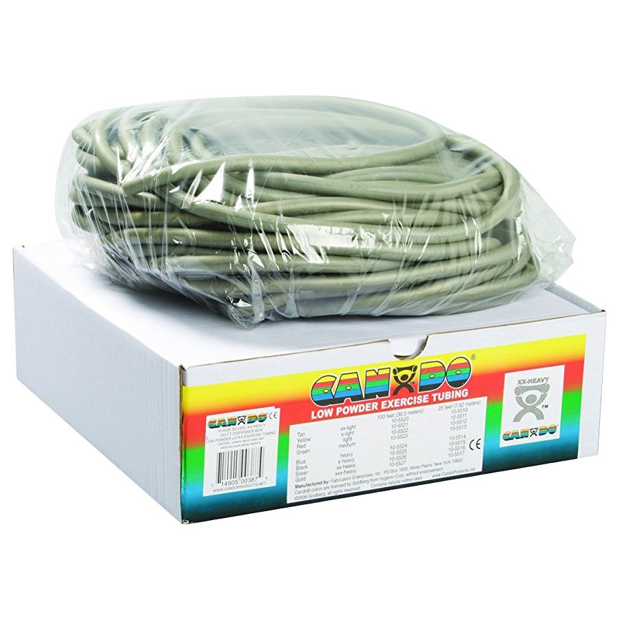 CanDo Low Powder Exercise Tubing - 100' dispenser roll - Gold - xxx-heavy