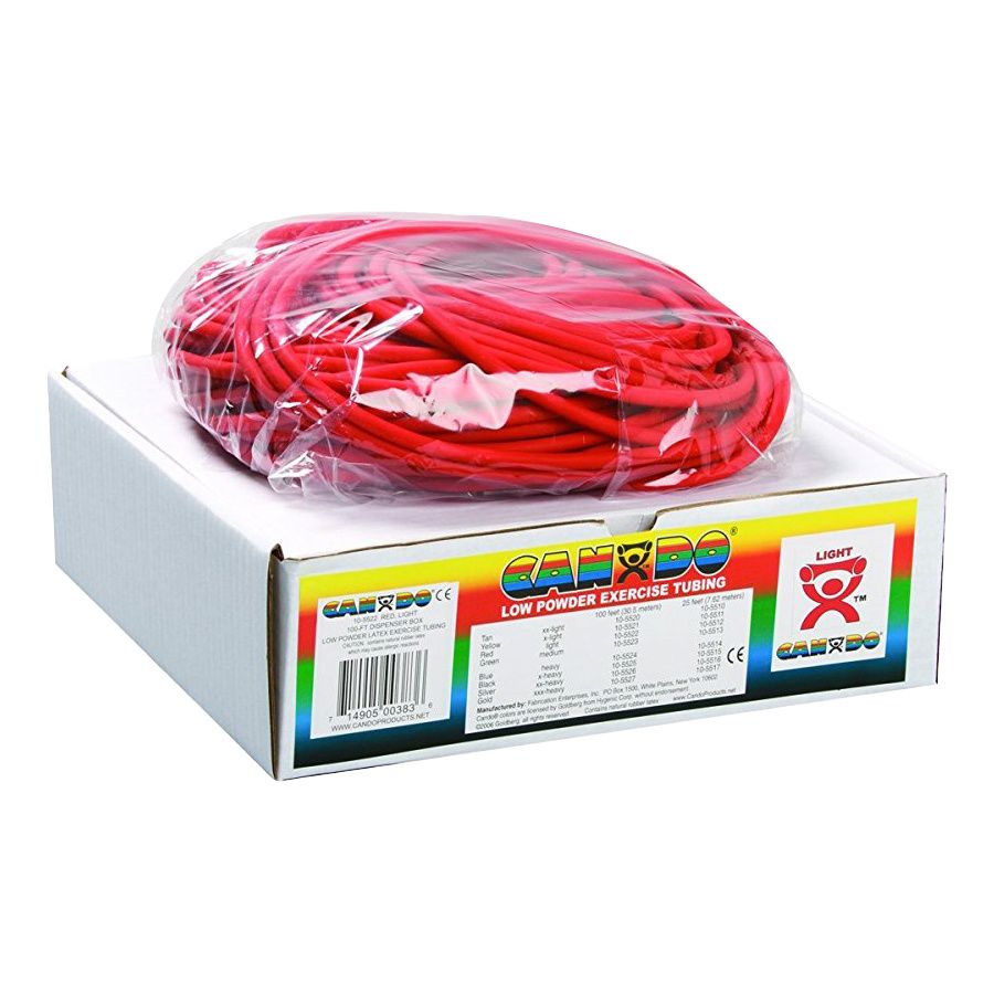 CanDo Low Powder Exercise Tubing - 100' dispenser roll - Gold - xxx-heavy