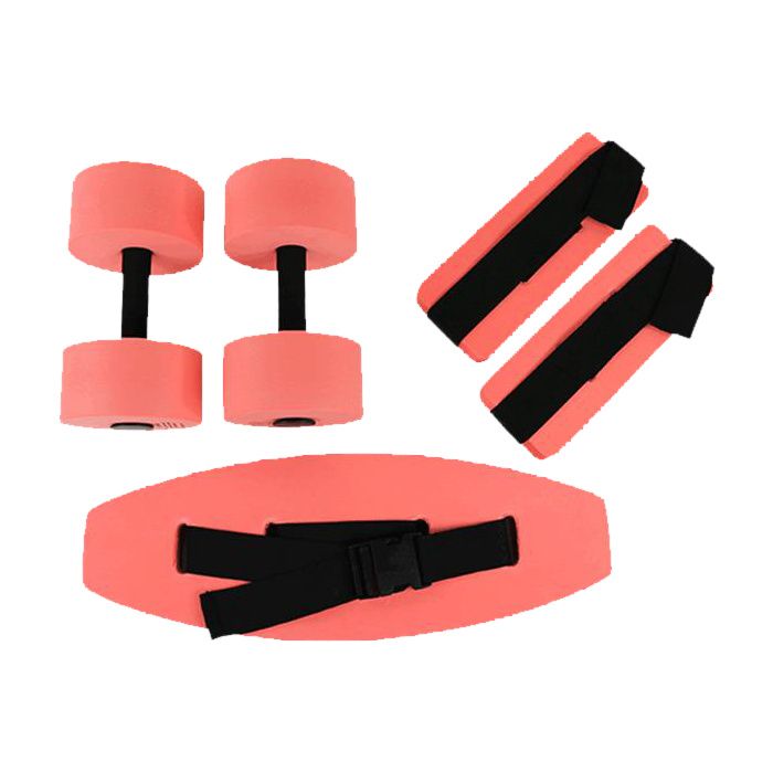 CanDo deluxe aquatic exercise kit, (jogger belt, ankle cuffs, hand bars), large, red