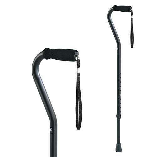 Carex Adjustable Offset Aluminum Cane With Wrist Strap