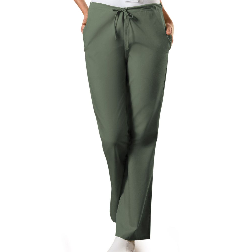 Buy Cherokee Workwear Women's Natural Rise Flare Leg Drawstring Pant