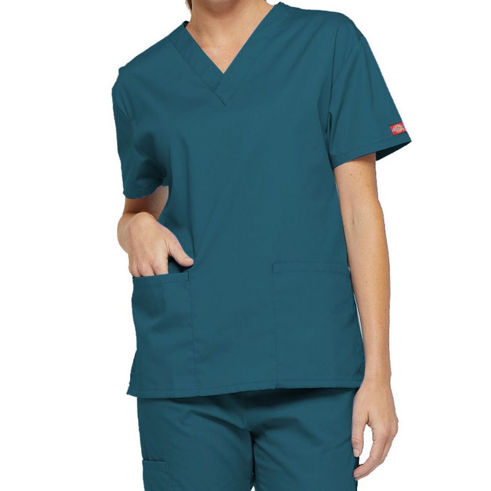 dickies-women-s-v-neck-solid-