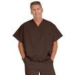 Medline Fifth Ave Unisex Stretch Fabric V-Neck Scrub Top with One Pocket - Chocolate