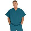 Medline Fifth Ave Unisex Stretch Fabric V-Neck Scrub Top with One Pocket - Caribbean Blue