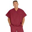 Medline Fifth Ave Unisex Stretch Fabric V-Neck Scrub Top with One Pocket - Wine