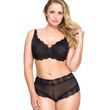 QT Intimates Kelly Lace and Mesh Boyleg Panty-Black