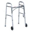 Dynarex Two-Button Folding Walker With 5-Inch Wheels