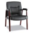 Alera Madaris Series Leather Guest Chair with Wood Trim Legs