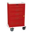 Harloff Five Drawer 24 Inch Mini Emergency Cart With Breakaway Lock