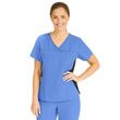 Medline Michigan Ave Womens Yoga Style Ceil Blue Stretch Scrub Top