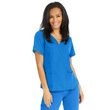 Medline Park Ave Womens Stretch Fabric Mock Wrap Scrub Top - Royal Blue