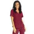 Medline Park Ave Womens Stretch Fabric Mock Wrap Scrub Top - Wine