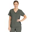 Medline Michigan Ave Womens Yoga Style Stretch Scrub Top - Olive