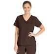 Medline Michigan Ave Womens Yoga Style Stretch Scrub Top - Chocolate