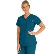 Medline Berkeley Ave Women Stretch Fabric Tunic Scrub Top With Pockets Caribbean Blue