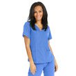 Medline Park Ave Womens Stretch Fabric Mock Wrap Scrub Top - Ceil Blue