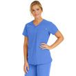 Medline Berkeley Ave Women Stretch Fabric Tunic Scrub Top With Pockets Ceil Blue