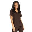 Medline Park Ave Womens Stretch Fabric Mock Wrap Scrub Top - Chocolate