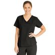 Medline Michigan Ave Womens Yoga Style Black Stretch Scrub Top