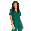 Medline Park Ave Womens Stretch Fabric Mock Wrap Scrub Top - Hunter Green