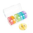 AM/PM (7 Day) Weekly Round Travel Pill Organizer in Case, Rainbow
