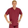 Medline Madison Ave Unisex Stretch Fabric Scrub Top with 3 Pockets - Wine