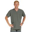 Medline Madison Ave Unisex Stretch Fabric Scrub Top with 3 Pockets - Olive