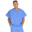 Medline Fifth Ave Unisex Stretch Fabric V-Neck Scrub Top with One Pocket - Ceil Blue