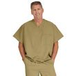 Medline Fifth Ave Unisex Stretch Fabric V-Neck Scrub Top with One Pocket - Khaki