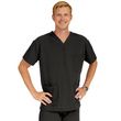 Medline Madison Ave Unisex Stretch Fabric Scrub Top with 3 Pockets - Black