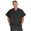 Medline Fifth Ave Unisex Stretch Fabric V-Neck Scrub Top with One Pocket - Black