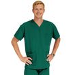 Medline Madison Ave Unisex Stretch Fabric Scrub Top with 3 Pockets - Hunter Green