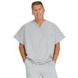 Medline Fifth Ave Unisex Stretch Fabric V-Neck Scrub Top with One Pocket - Light Gray