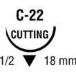 Medtronic Sofsilk Reverse Cutting Suture with Needle C-22