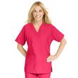 Medline ComfortEase Ladies V-Neck Two-Pocket Scrub Tops - Red