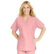 Medline ComfortEase Ladies V-Neck Two-Pocket Scrub Tops - Pink