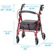 Nova Medical GetGO Petite Rolling Walker - Dimensions