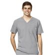 WonderWink W123 Men's V-Neck Top - Light Grey